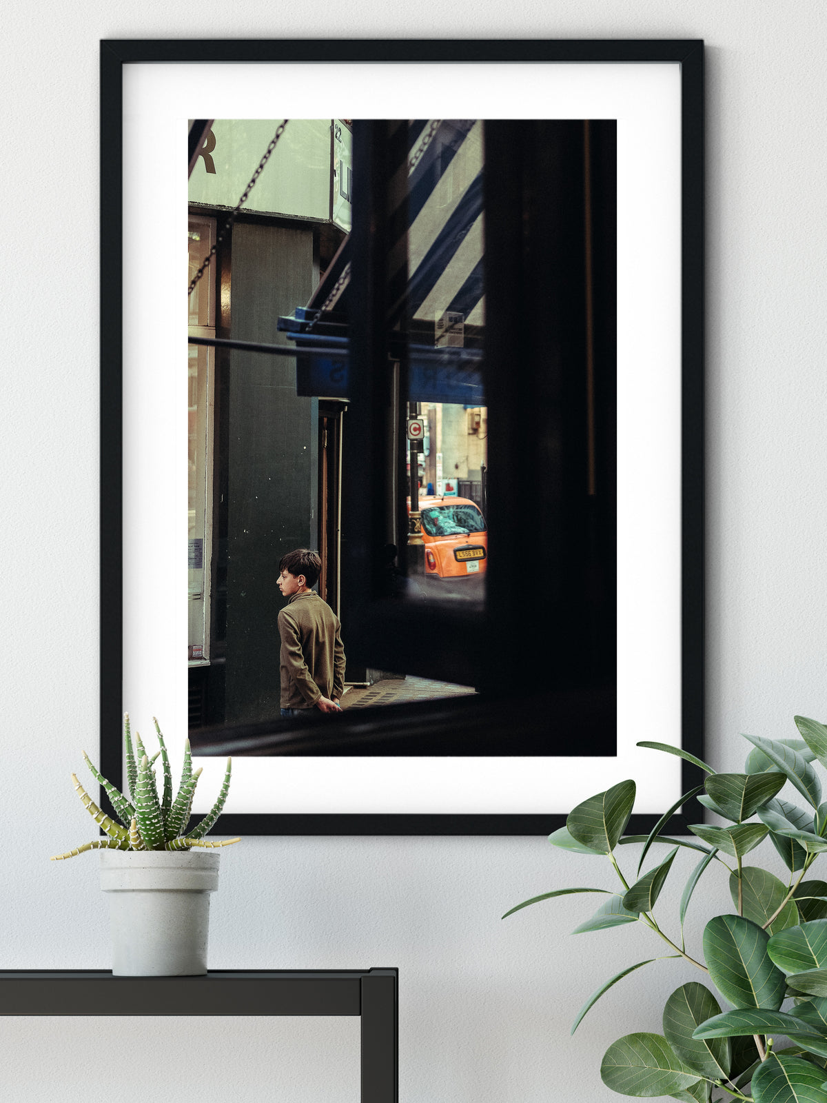 Boy Under Blue Striped Awning (A3 42x29cm)