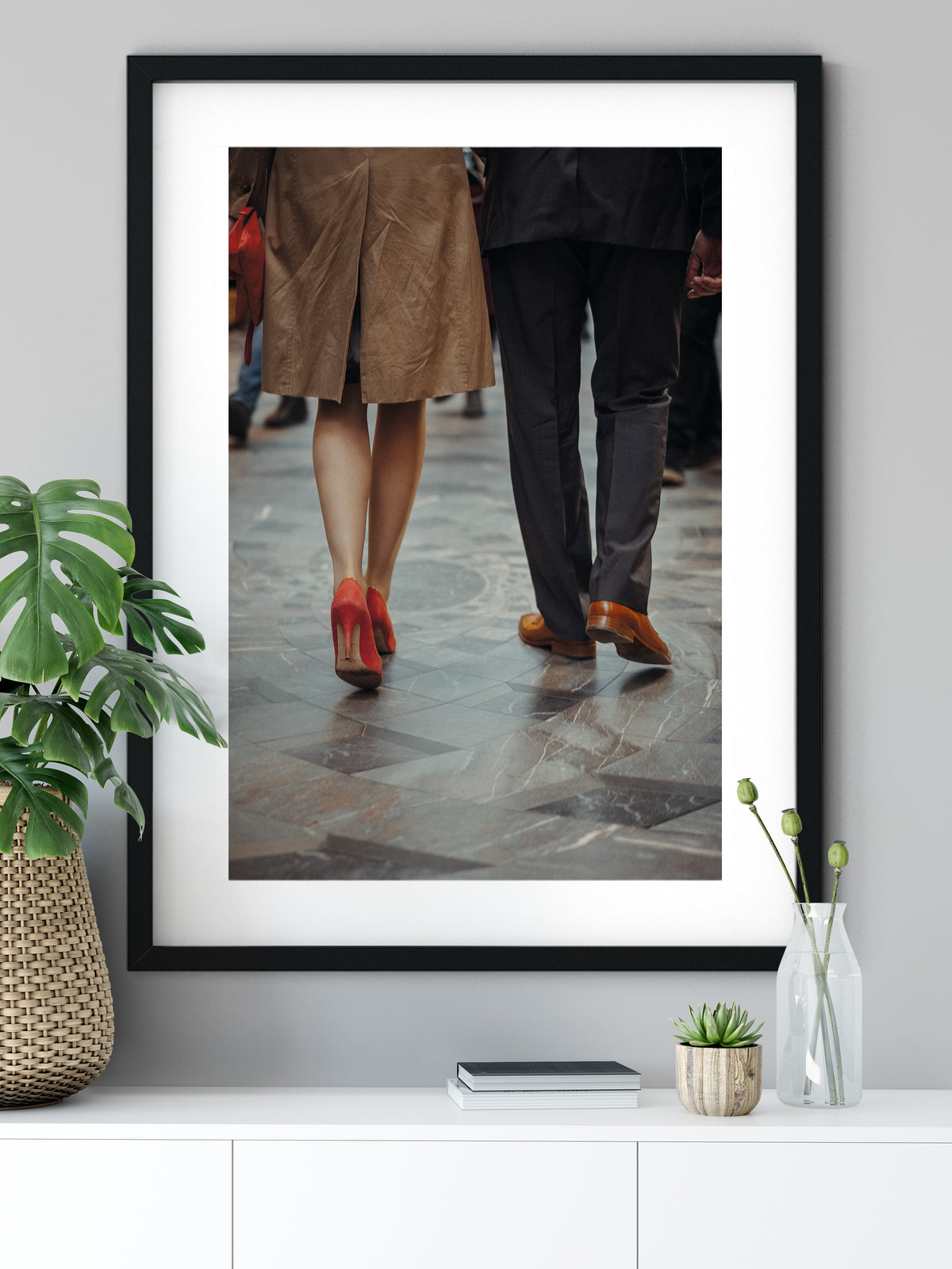 Red Shoes, Grey Suit (A3 42x29cm)