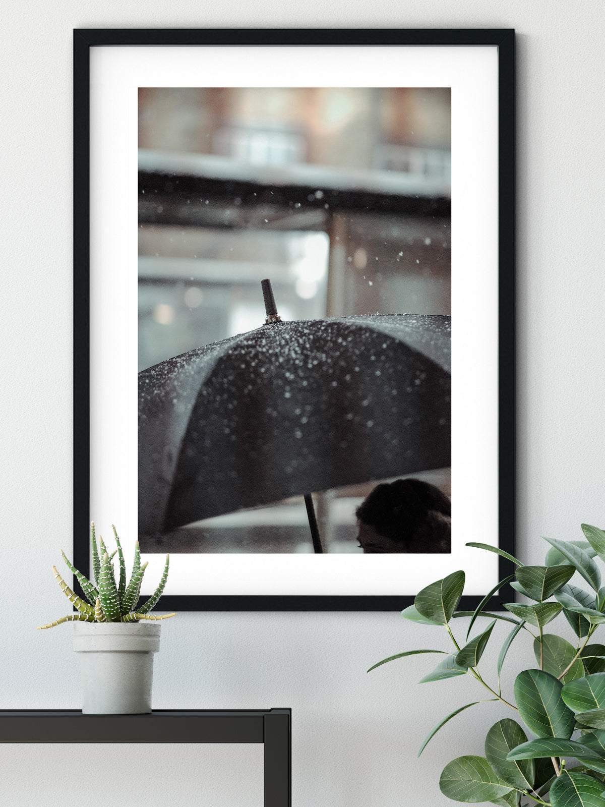 Snowfall Mayfair, Black Umbrella (A3 42x29cm)